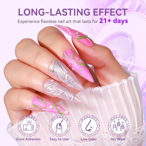 Makartt Clear 3D Nail Sculpting Gel - 2Pcs No Wipe UV Gel for Nail Art