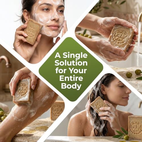 JUSIZA 40% Laurel Aleppo Soap - Handmade Natural Vegan Bar for Sensitive Skin, Face & Hair - 6.5 oz (1 Pack)
