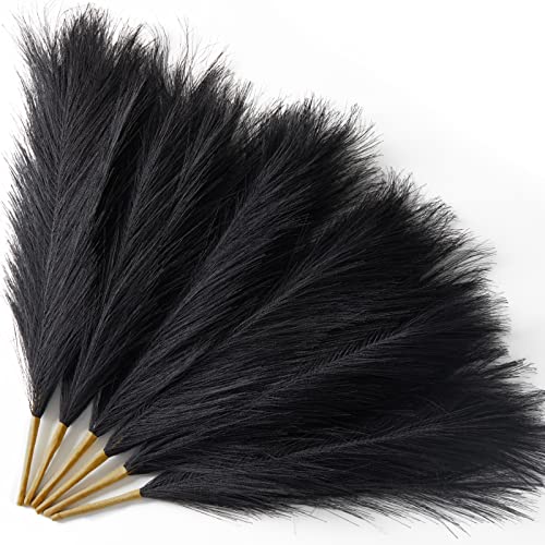Black Pampas Grass Decor - 6PCS Faux 17.7 Inch Vase Filler