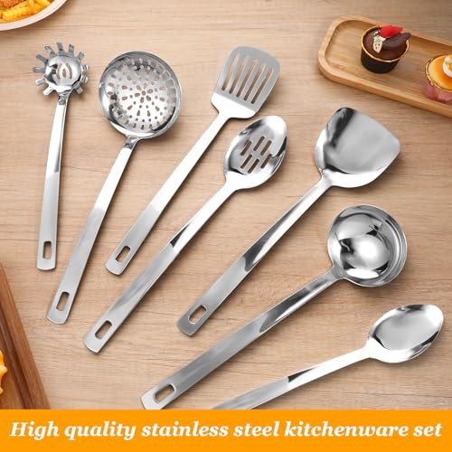 7-Piece Stainless Steel Kitchen Utensils Set with Ergonomic Handles