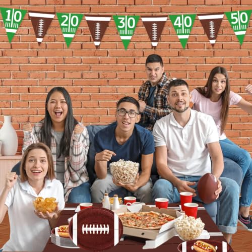 50 Football-Shaped Disposable Paper Plates - 9 x 11 Inch for Parties
