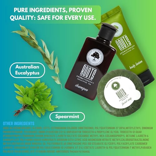 Roots Aromatherapy Travel Shampoo & Conditioner Set 1 Pack, Eucalyptus Tea