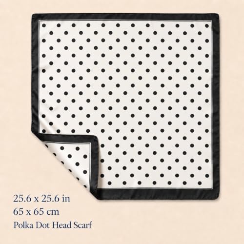 White Polka Dot Bandana Head Scarf for Women - 25.6"
