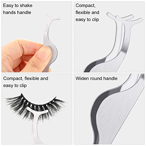 Honoson Silver Eyelash Tweezers Applicator Tool Set - 24 Pcs