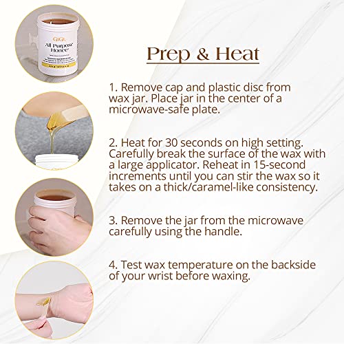 GiGi All Purpose Honee Microwave Wax ? Hair Removal Wax for Face, Legs, Arms & Body, Professional At-Home Waxing, Honey Formula, 8 oz