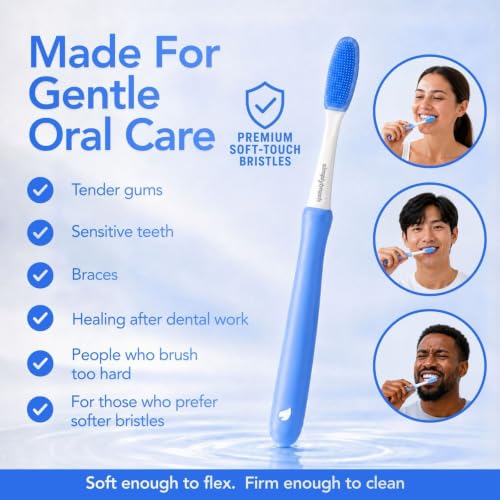Ultra-Soft Toothbrush for Sensitive Gums with 2 Reusable Heads