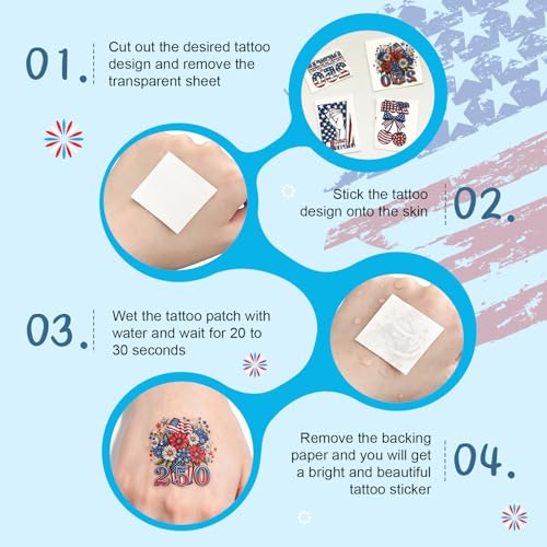 Independence Day Temporary Tattoos - 80 PCS USA Designs