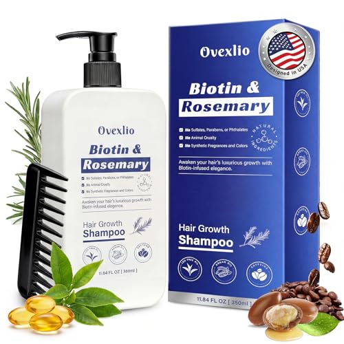 OVEXLIO Biotin & Rosemary Shampoo for Thinning Hair, Sulfate-Free, 11.84oz
