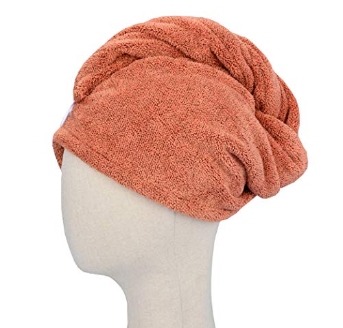 HOPESHINE Microfiber Hair Towel Wrap 3-Pack - Salmon Red, Sea Green, Grey
