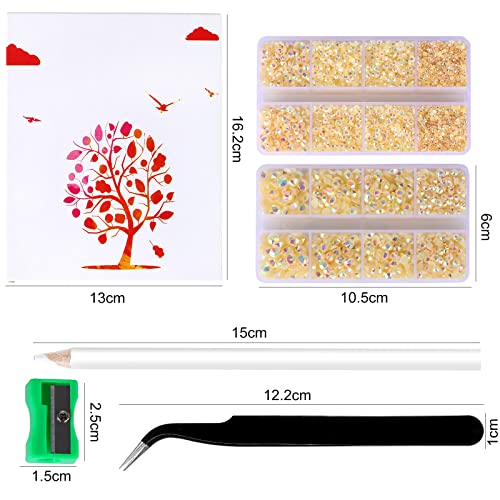QPRETTY DU Beige AB Rhinestones 10400PCS Flatback Resin Crystals for Nails & Crafts