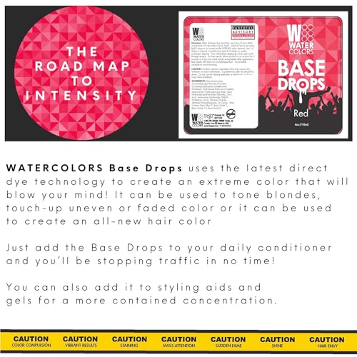 Watercolors Base Drops Red - Temporary Hair Dye for Women, 4oz
