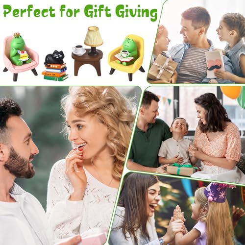 Miniature Frog Figurine Set - 6 Pcs Desk Decor for Frog Lovers