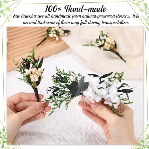 Suncalla 5 Pcs Burnt Orange Dried Flower Hair Pins & Comb Set
