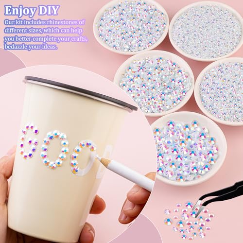 White AB Resin Rhinestones 25,000pcs Crafting Pack with Glue - Large Size Mix