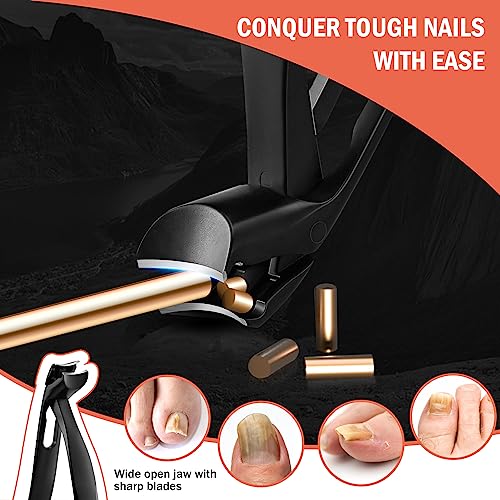 BEZOX Ergonomic Toenail Clippers for Seniors - Thick Nail Cutter with File