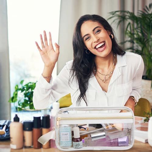 Pinkunn 3-Pack Clear Makeup Bags - TSA Approved Travel Toiletry Organizers