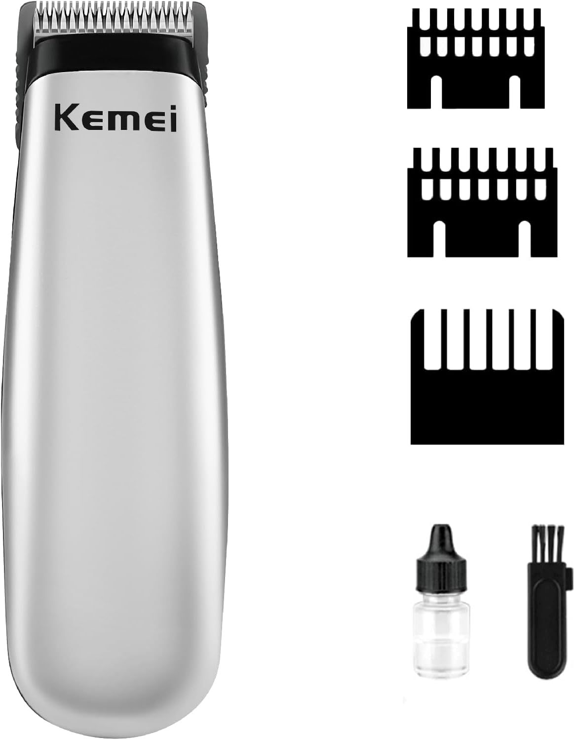 KEMEI Mini Hair Trimmer - Portable Cordless Clipper for Men & Women | Precision Shaving Tool, Silver