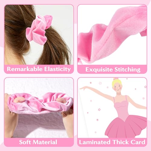 24-Pack Ballerina Party Favor Set: Velvet Scrunchies, Cards & Organza Bags