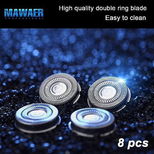 MAWAER 8-Piece Replacement Head Blades for Skull Shaver Pitbull - Silver