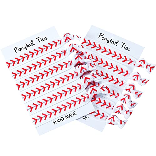 12 Pcs Baseball Hair Ties - No Crease Elastic Scrunchies for Moms