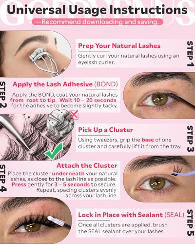 Goddvenus Wispy Lash Clusters Kit - 180pcs 10-16mm C Curl Extensions