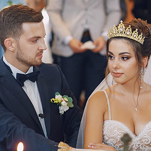 AOPRIE Gold King & Queen Artemis Tiara & Crown for Women & Men