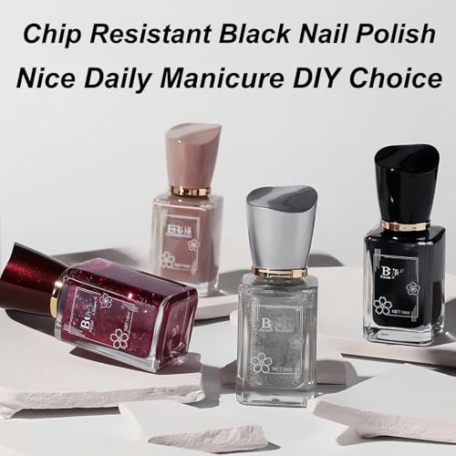Black Quick Dry Nail Polish - Long Lasting, Chip Resistant, 14ML