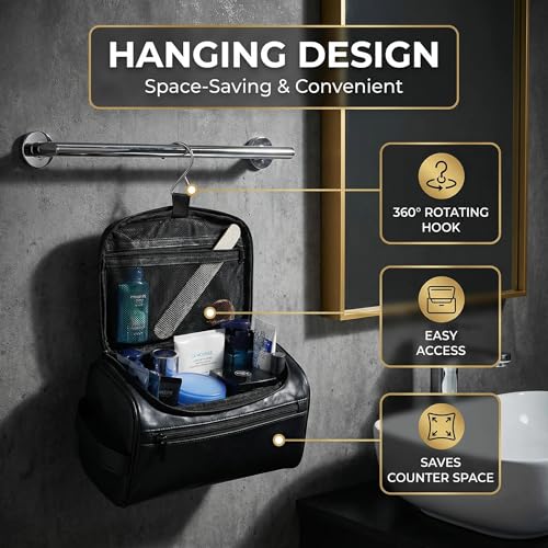 Men's Black Hanging Toiletry Bag - Large Capacity Travel Organizer