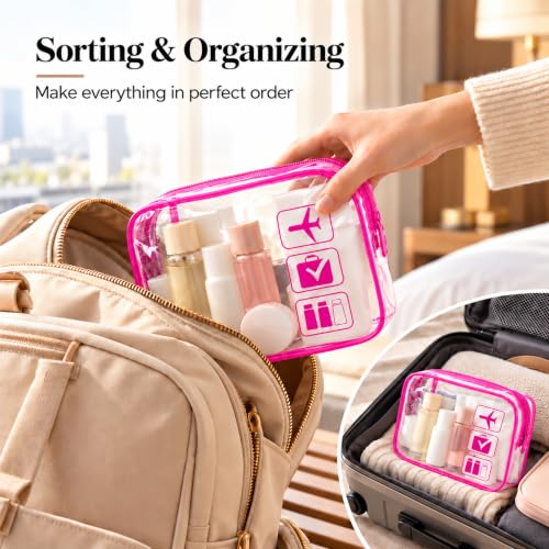 MODENGKONGJIAN TSA Approved 3-Piece Clear Travel Toiletry Bags Multicolor