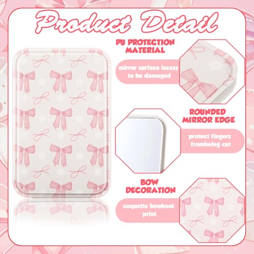 Pink Bow Compact Mirror Set - 12 Mini Pocket Mirrors for Women, Stylish & Portable