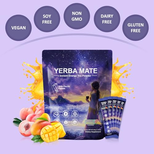 Mosslly Yerba Mate Instant Tea Powder - Peach Mango, 30 Servings