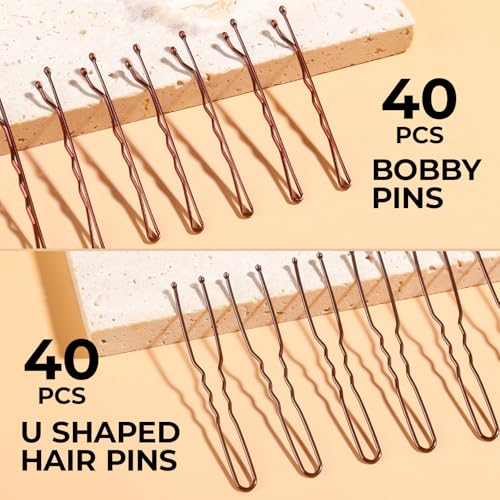 YGDZ Brown Hair Bun Kit – 200 pcs including Donuts, Nets, Bobby Pins, Ties (Brown)