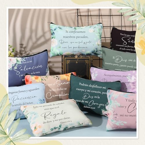 Kacctyen 12 Pcs Morandi Style Bible Verse Makeup Bags