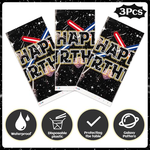 Galaxy Movie Star Birthday Table Covers - 3 Pack, 86x51in Plastic