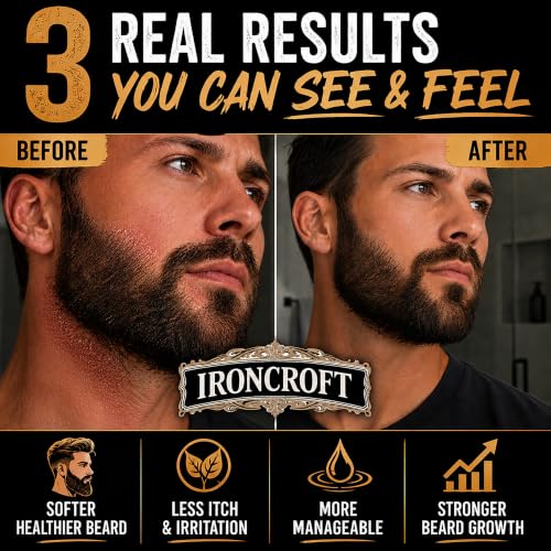 IRONCROFT Backroom Bourbon Beard Oil for Men - Non-Greasy Conditioner with Jojoba & Argan Oil