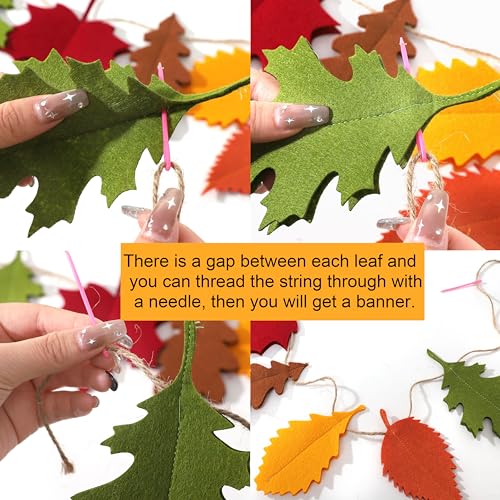 Autumn Felt Leaf Garland - Double Layered Fall Banner for Home Decor