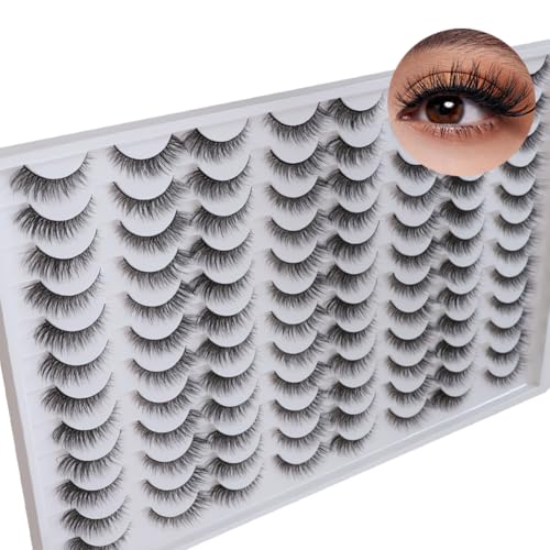 Azenlo 3D Fluffy Cat Eye Lashes - 48 Pairs Faux Mink, 14mm, ZSR-019