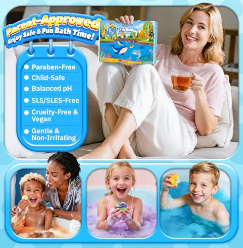 OinkSplash 20-Pack Organic Bath Bombs for Kids with Glow-in-the-Dark Toys