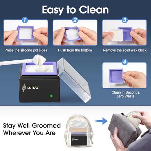 SUBAY Cordless Nose Wax Kit for Men & Women - Portable USB-C Wax Warmer