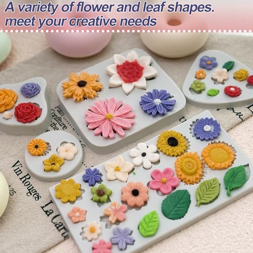 5-Piece Flower Silicone Molds for Cake & Candy Decorating