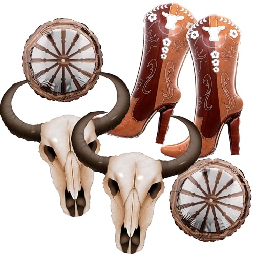 Western Cowgirl Rodeo Balloon Kit - Cow Skull & Boot Foil Balloons