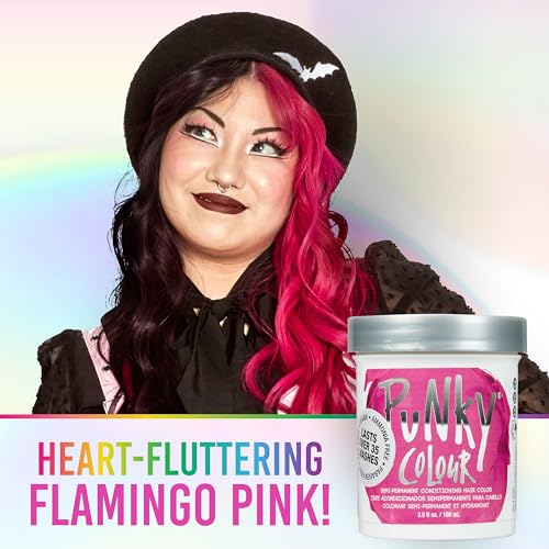 Punky Colour Flamingo Pink Semi Permanent Hair Color ? Vibrant Pink Hair Dye, Vegan & Cruelty-Free Conditioning Formula, Lasts Up to 35 Washes, 3.5 fl oz