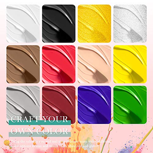 12 Colors Painting Gel Nail Polish Kit with Nail Art Brush - MEET ACROSS