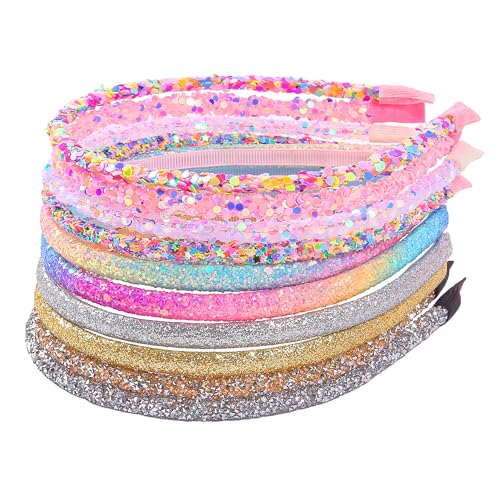 10 Pcs Glitter Headbands for Girls | Sparkly Rainbow Hair Hoops