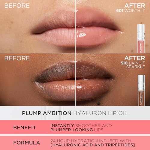 L'Oreal Paris Plump Ambition Hyaluron Lip Oil - 24HR Volumizing Gloss
