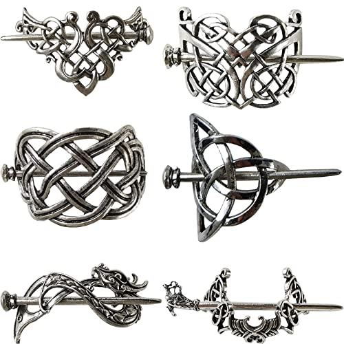 NSBELL Vintage Celtic Hair Clips Set - 6PCS Zinc Alloy Hairpins