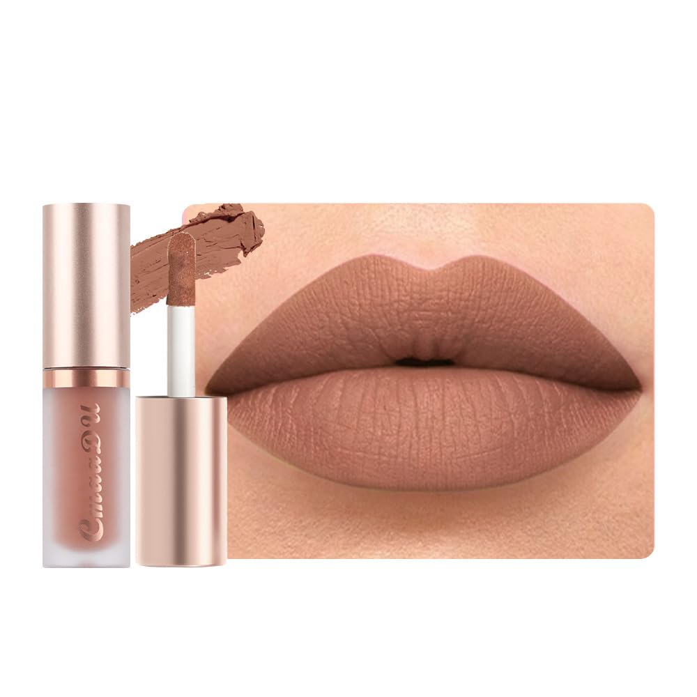 Matte Liquid Lipstick Set - 6 Pcs Dark Light Nude Brown Shades | Long-Lasting Velvet Finish for Black Women