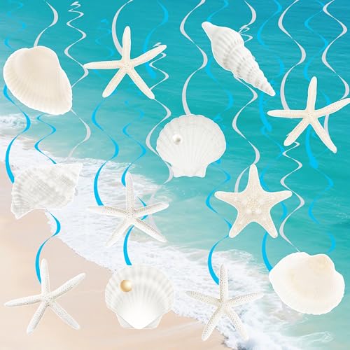 21pcs Beach Seashell Hanging Swirl Decorations for Parties