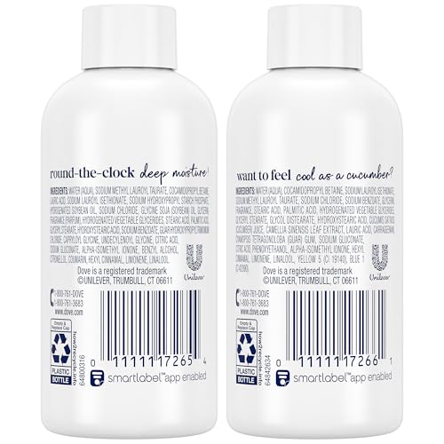 Dove Travel Size Body Wash Bundle, Deep Moisture & Refreshing 6-Pack