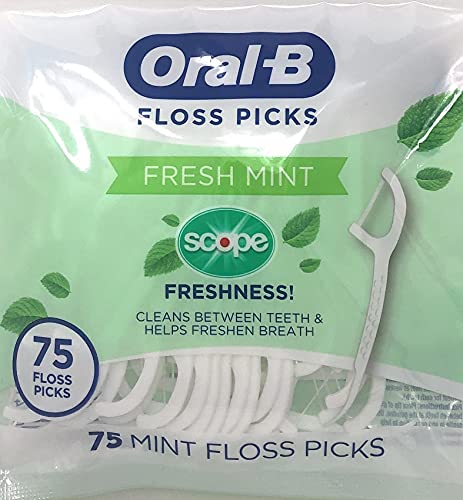 Oral-B Fresh Mint Floss Picks with Scope, Shred Resistant, 375 Count